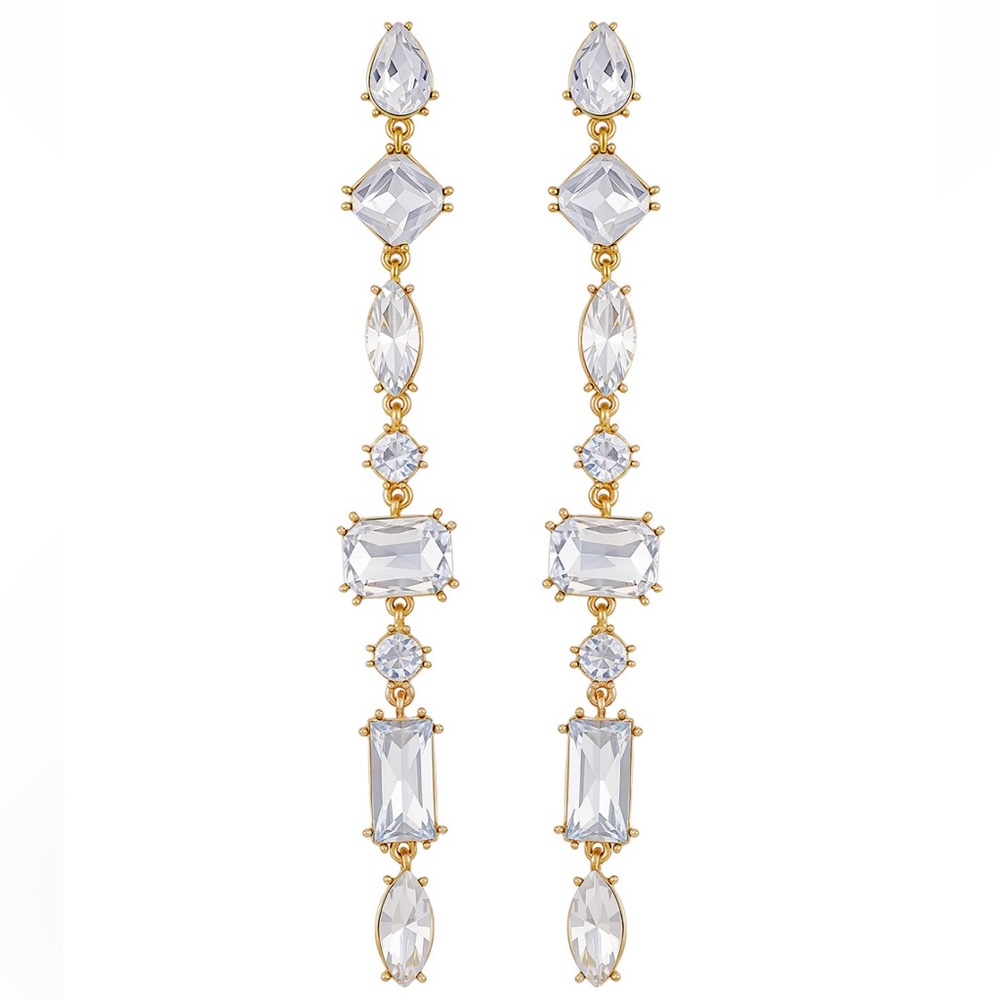 NEW! GUESS Epoxy Glass Stone Gold-Tone Drop Earrings